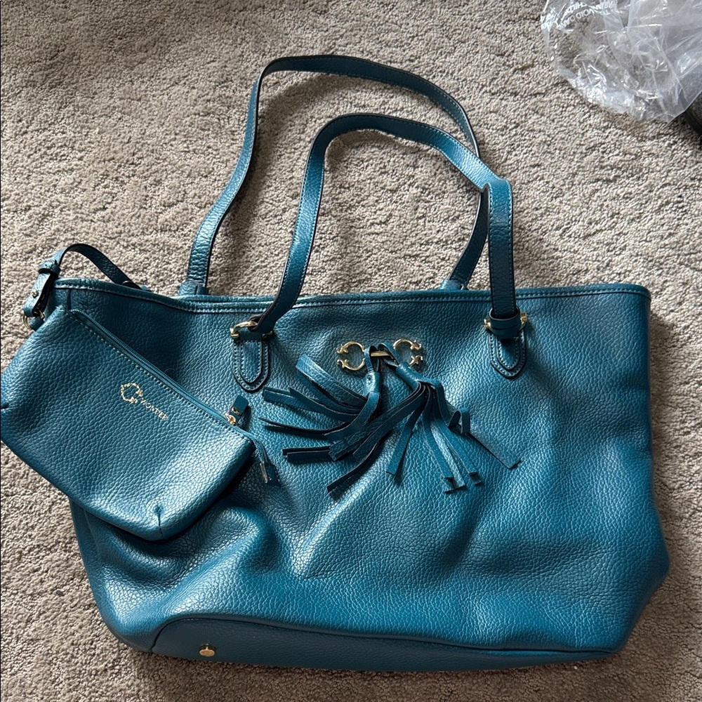 C. Wonder Teal Tote Bag with Tassel and Pouch